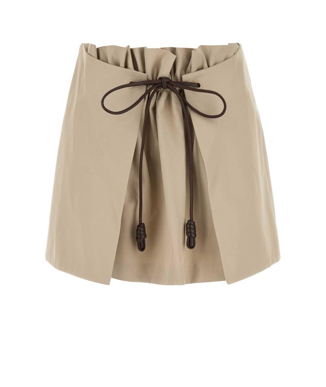 LOEWE Бежевая хлопковая юбка мини, фото 1