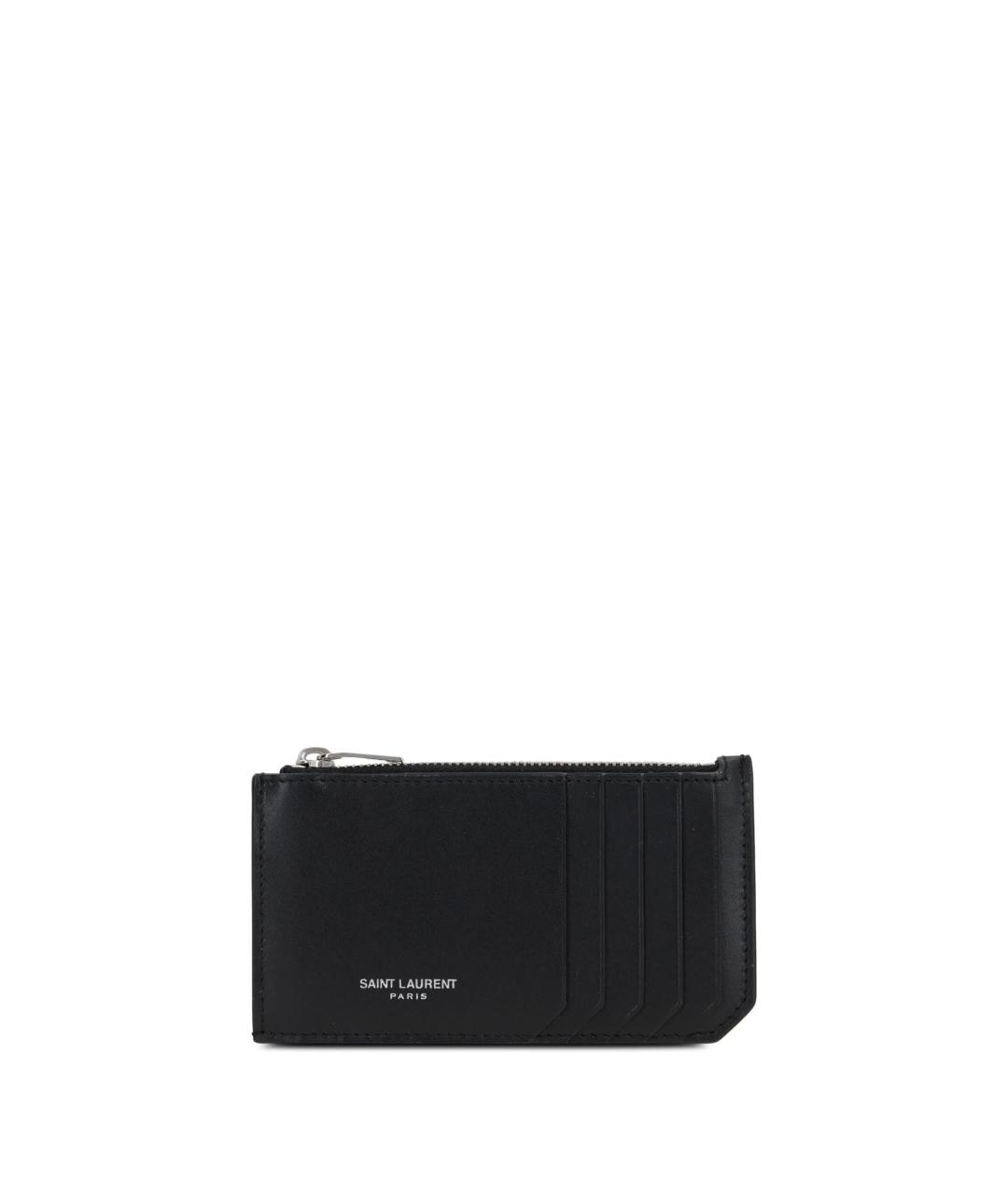 SAINT LAURENT Черный кожаный кошелек, фото 1