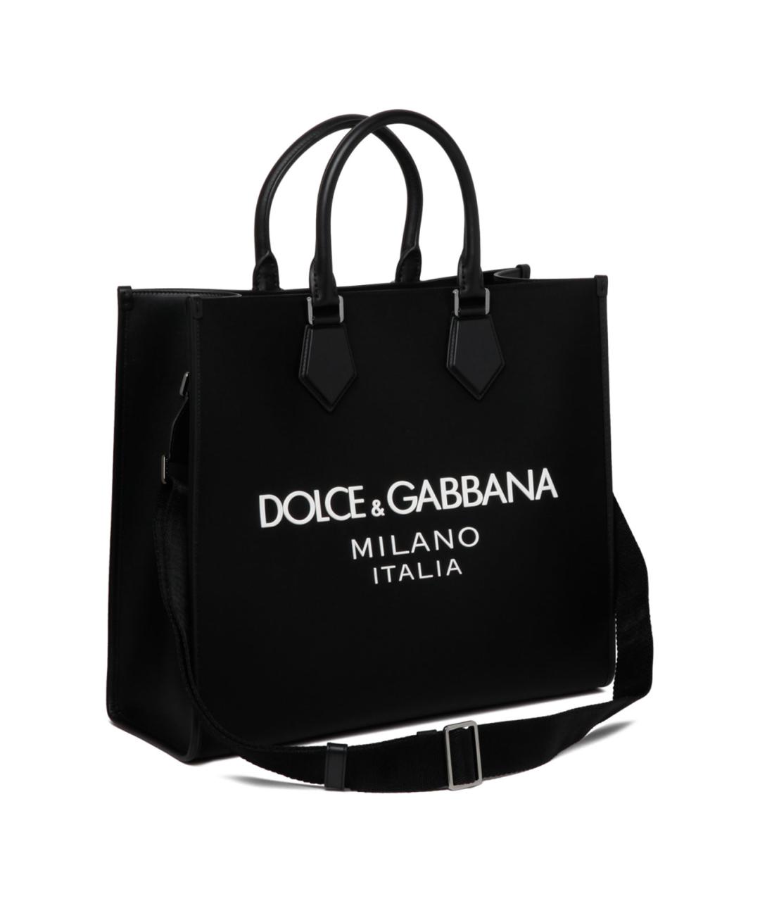 DOLCE&GABBANA Черная тканевая сумка тоут, фото 3