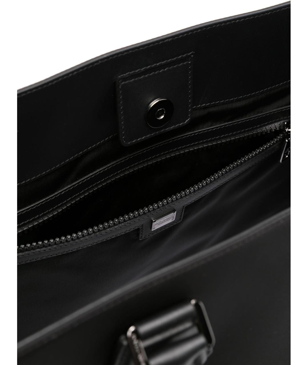 DOLCE&GABBANA Черная тканевая сумка тоут, фото 5