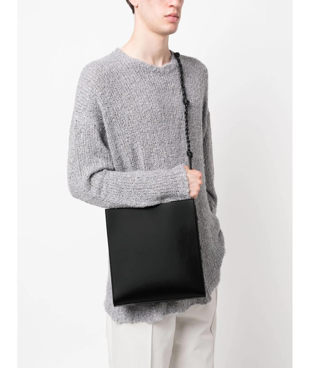 JIL SANDER Черная кожаная сумка на плечо, фото 2