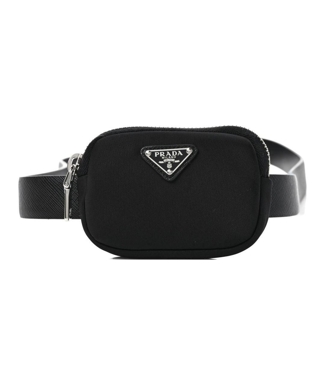 PRADA Черная кожаная поясная сумка, фото 1