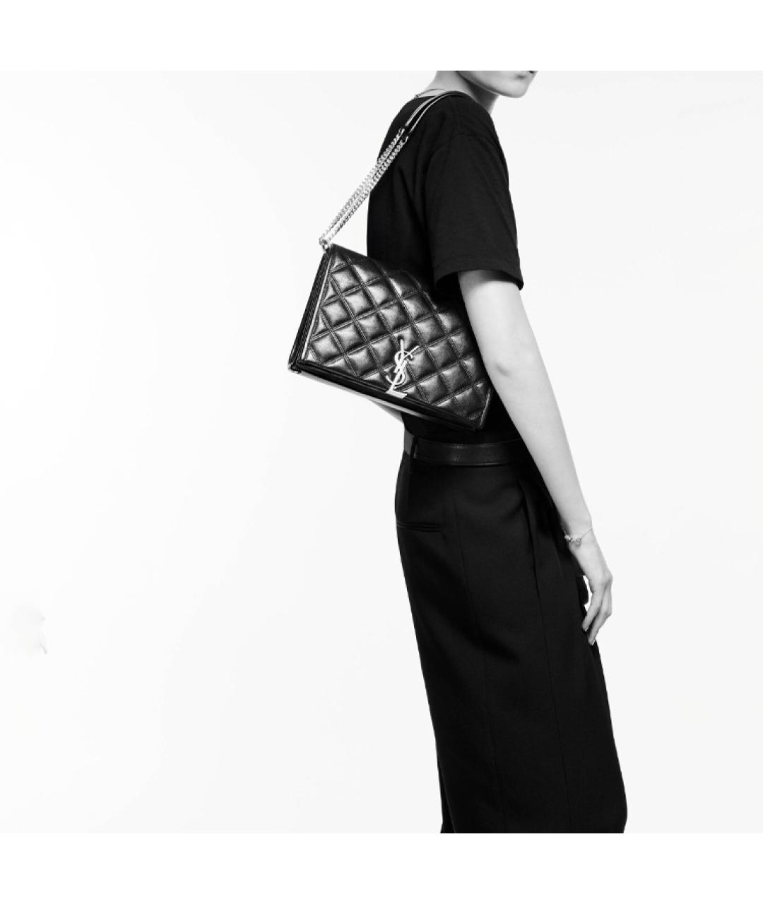 SAINT LAURENT Черная кожаная сумка через плечо, фото 6