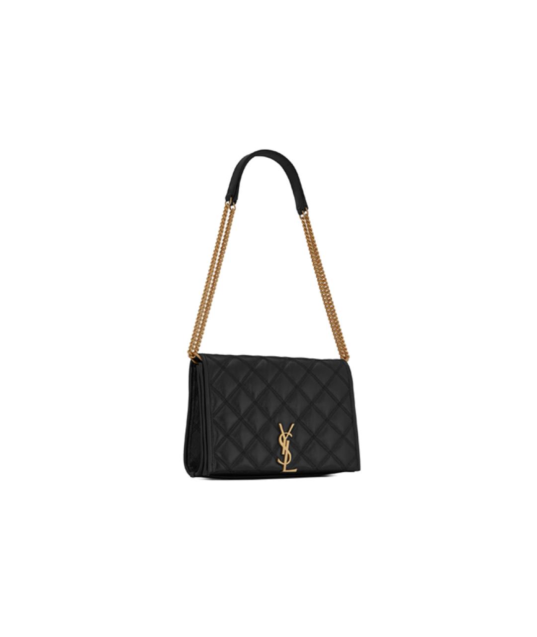 SAINT LAURENT Черная кожаная сумка через плечо, фото 3