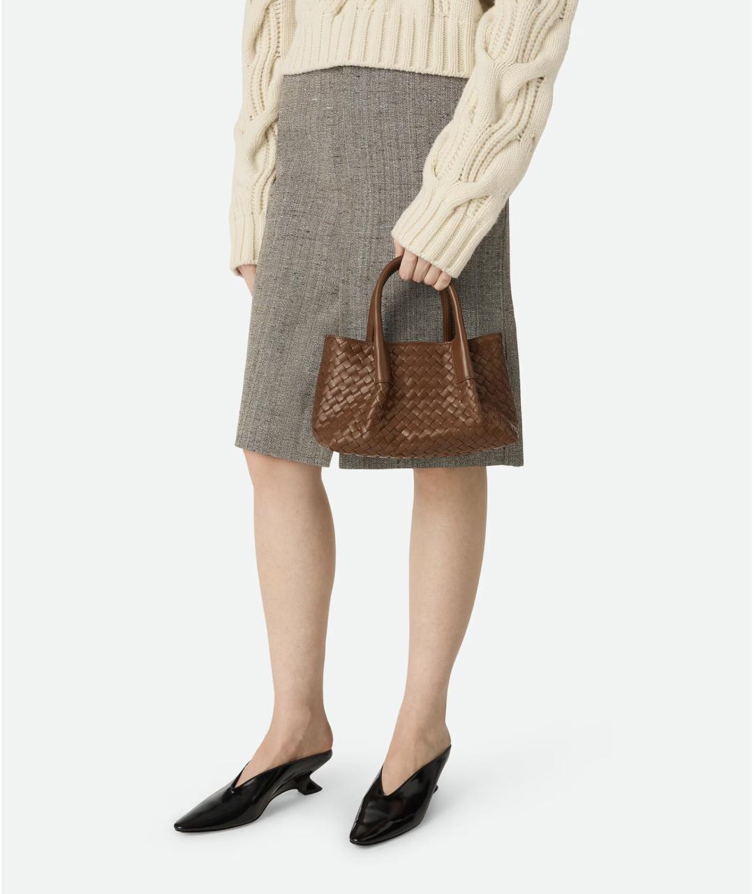 BOTTEGA VENETA Коричневая кожаная сумка тоут, фото 5