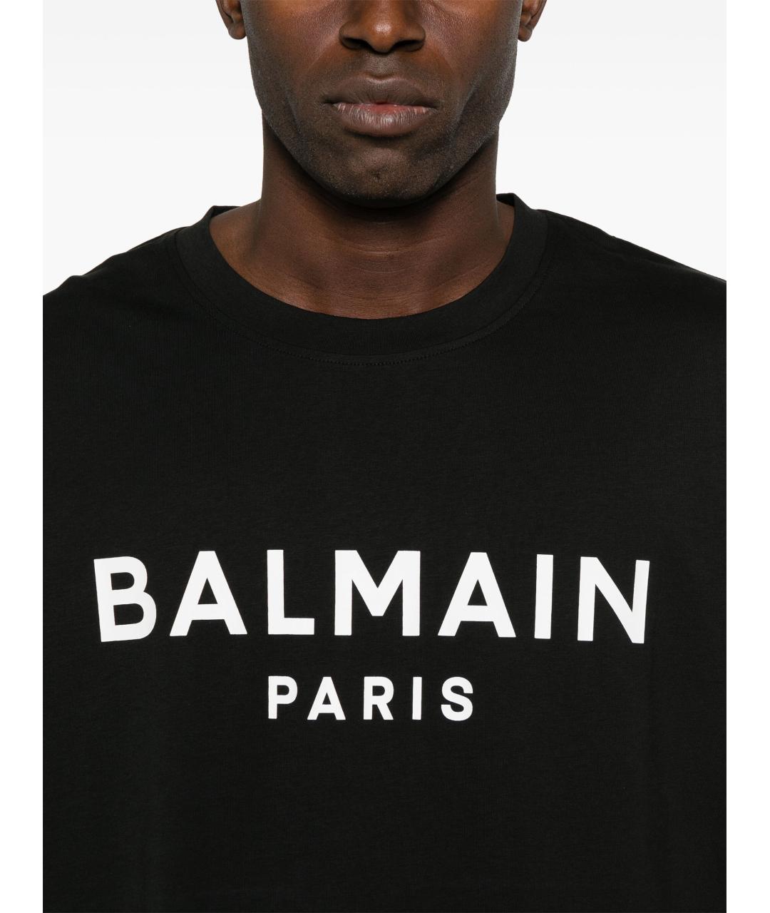 BALMAIN Черная хлопковая футболка, фото 4