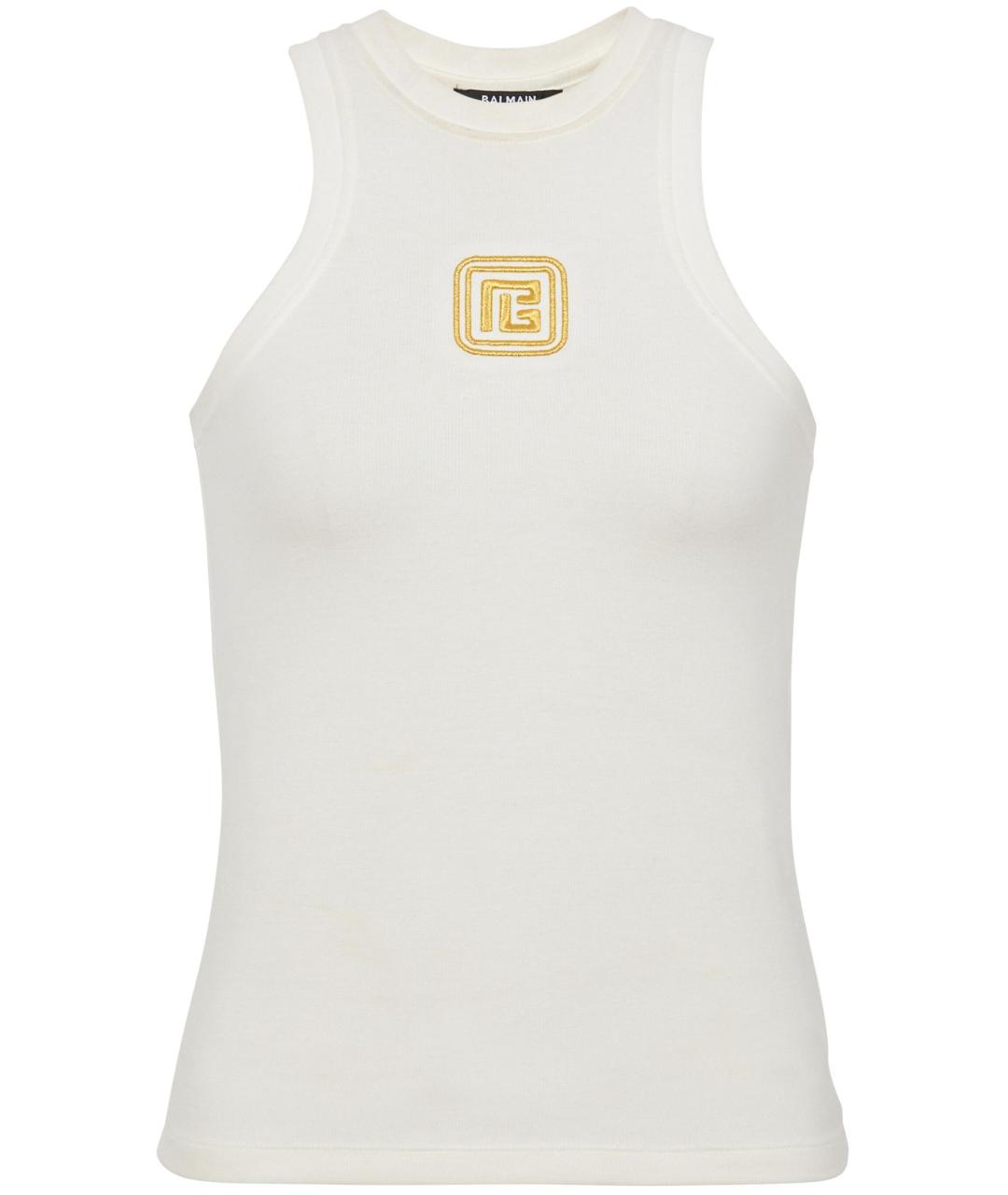 BALMAIN Белая хлопковая майка, фото 1