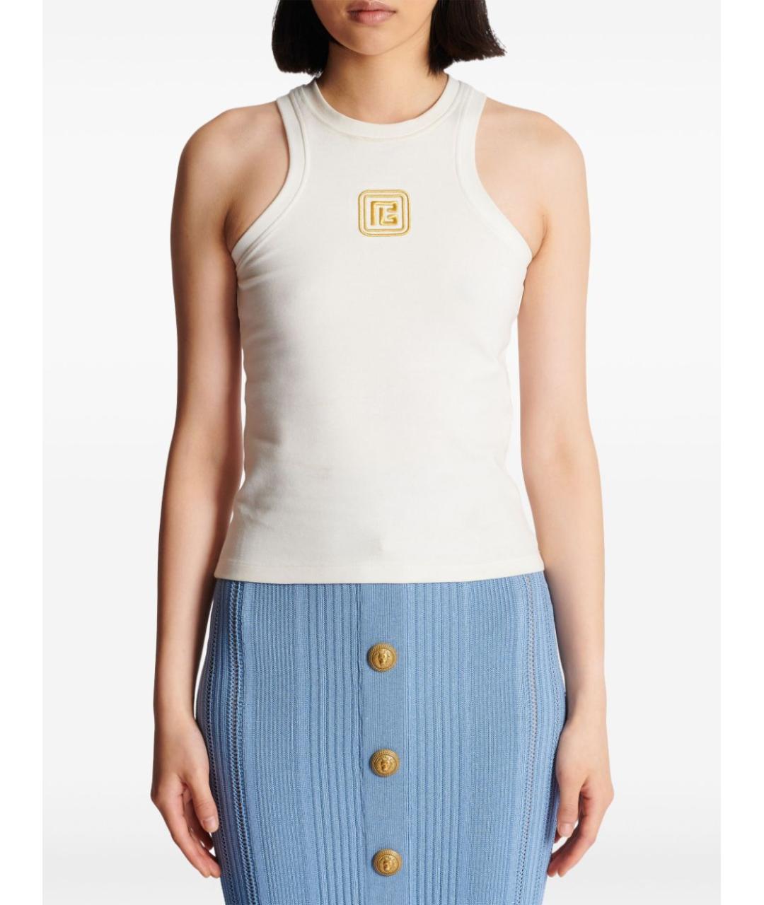 BALMAIN Белая хлопковая майка, фото 5