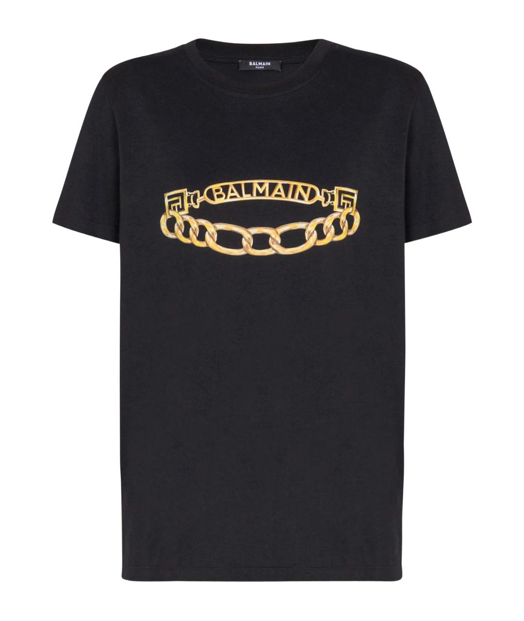 BALMAIN Черная хлопковая футболка, фото 1