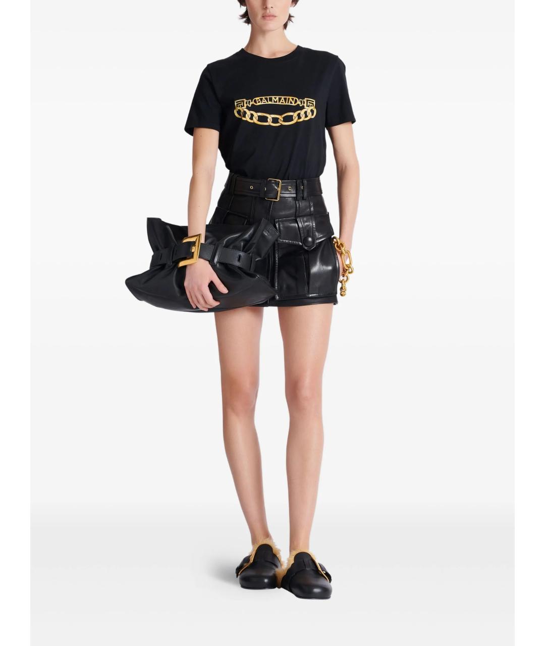BALMAIN Черная хлопковая футболка, фото 2