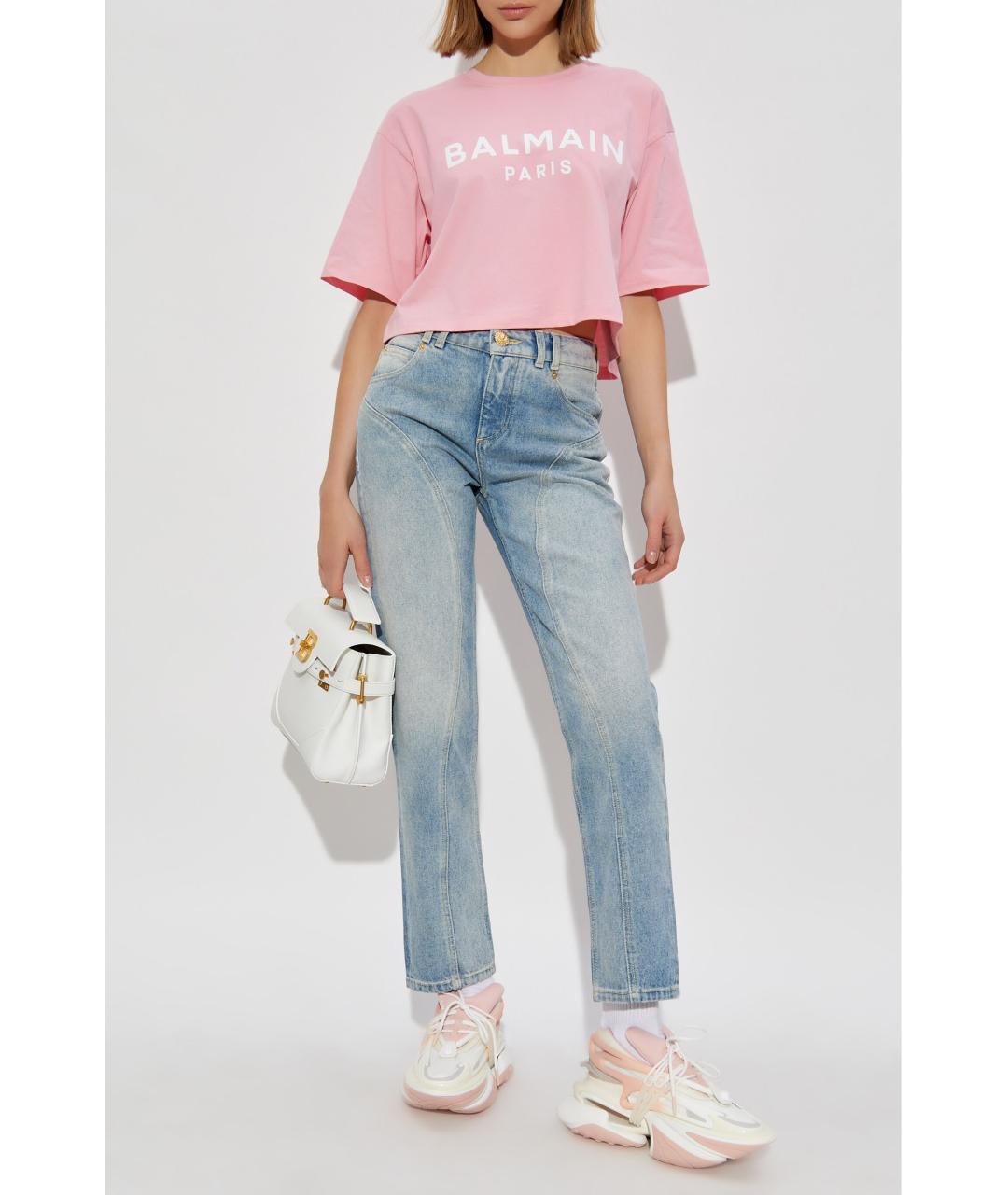 BALMAIN Розовая хлопковая футболка, фото 2