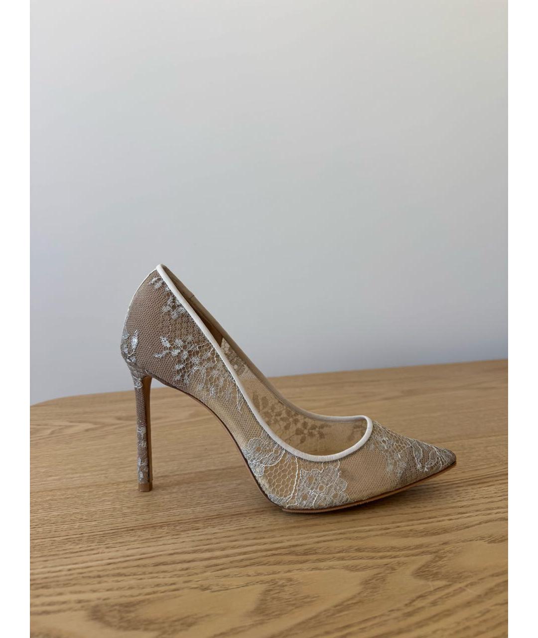 JIMMY CHOO Белые текстильные туфли, фото 8