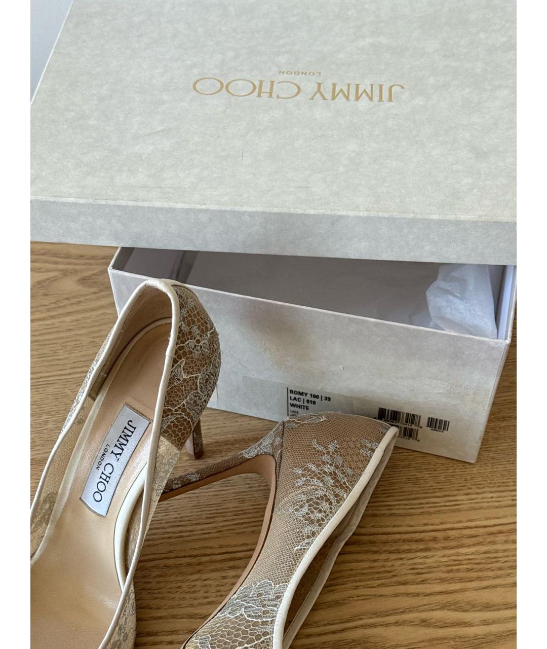 JIMMY CHOO Белые текстильные туфли, фото 7