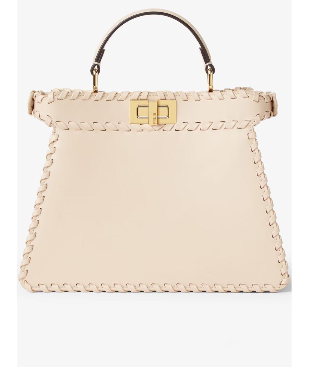 FENDI Бежевая кожаная сумка тоут, фото 3