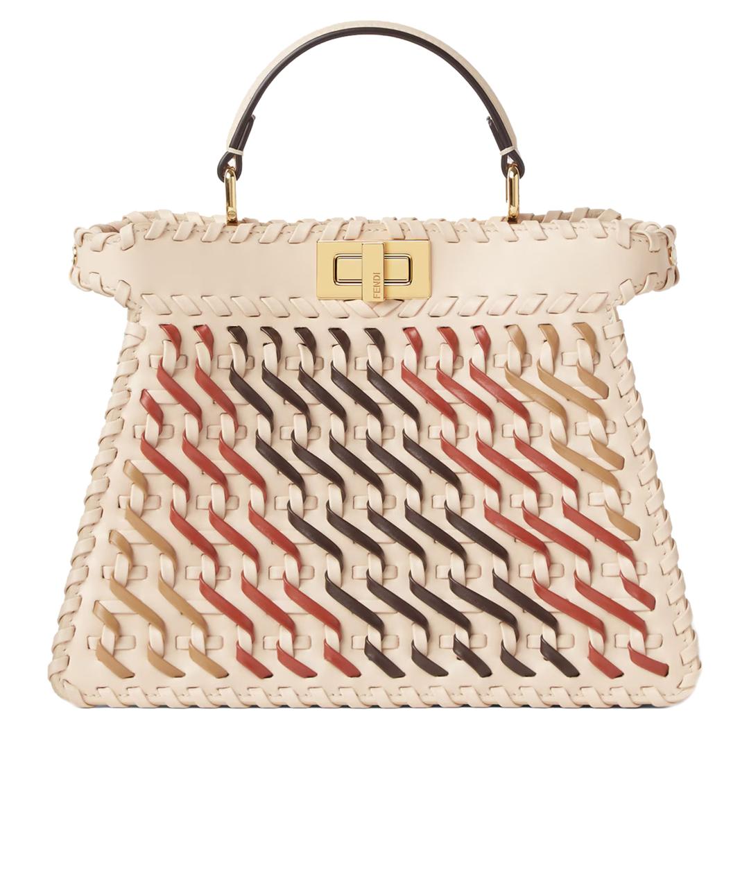 FENDI Бежевая кожаная сумка тоут, фото 1