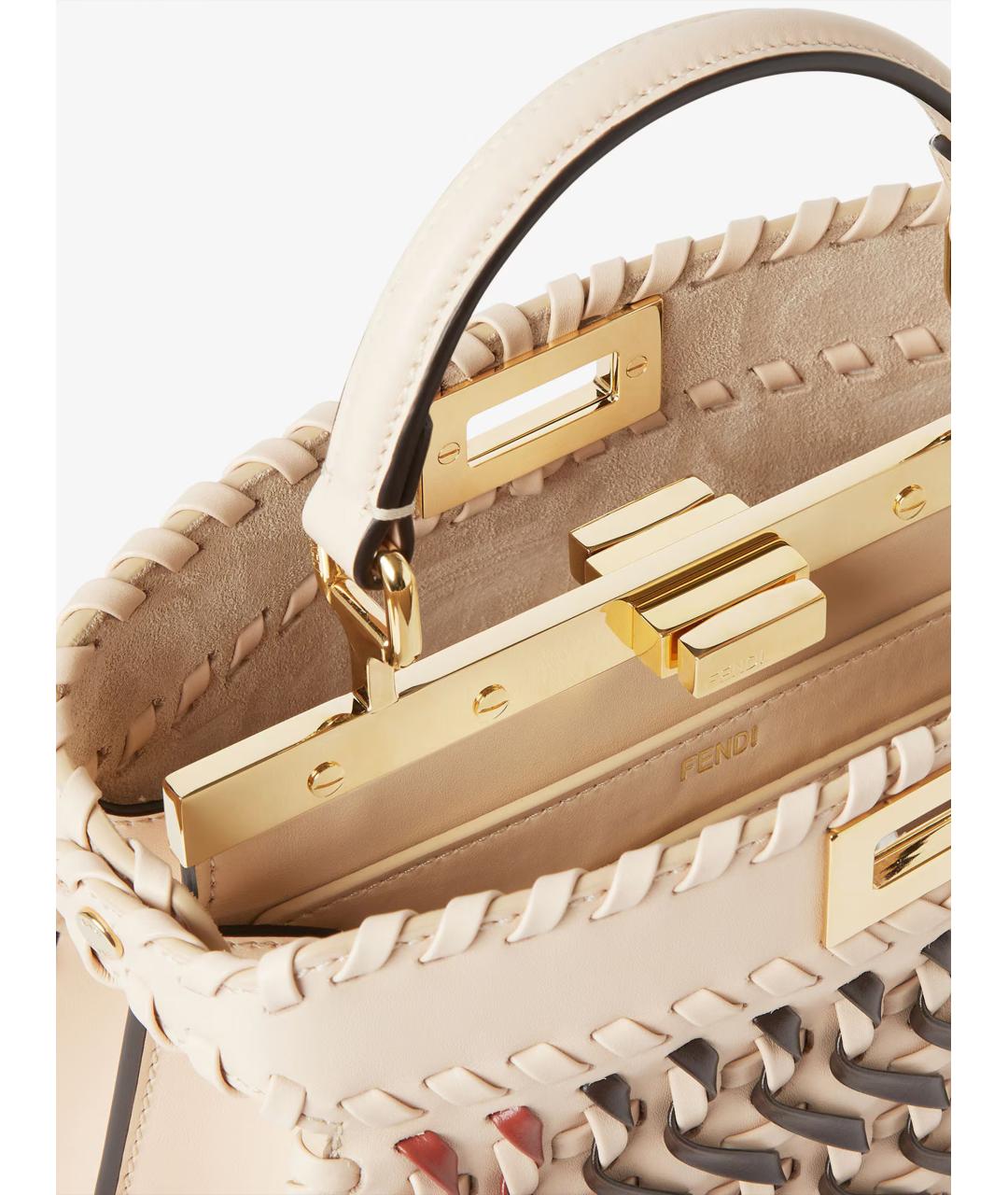 FENDI Бежевая кожаная сумка тоут, фото 5