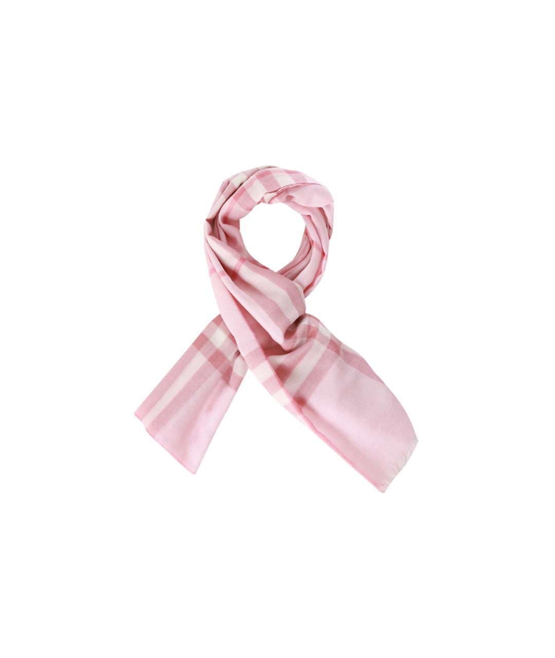 BURBERRY Розовый шерстяной шарф, фото 3