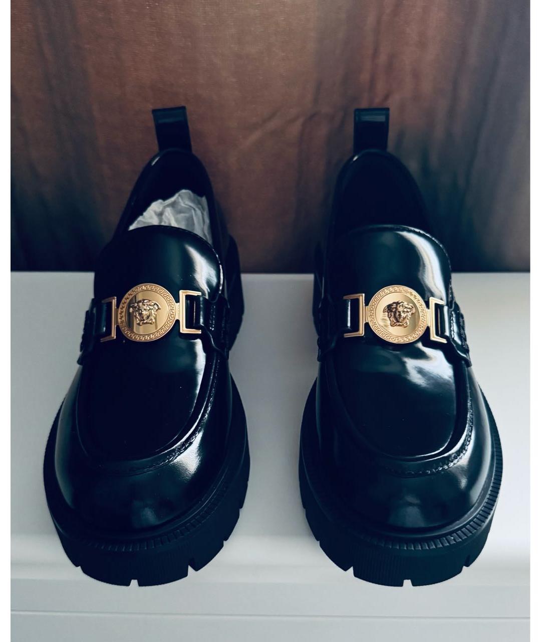 VERSACE Черные кожаные лоферы, фото 2