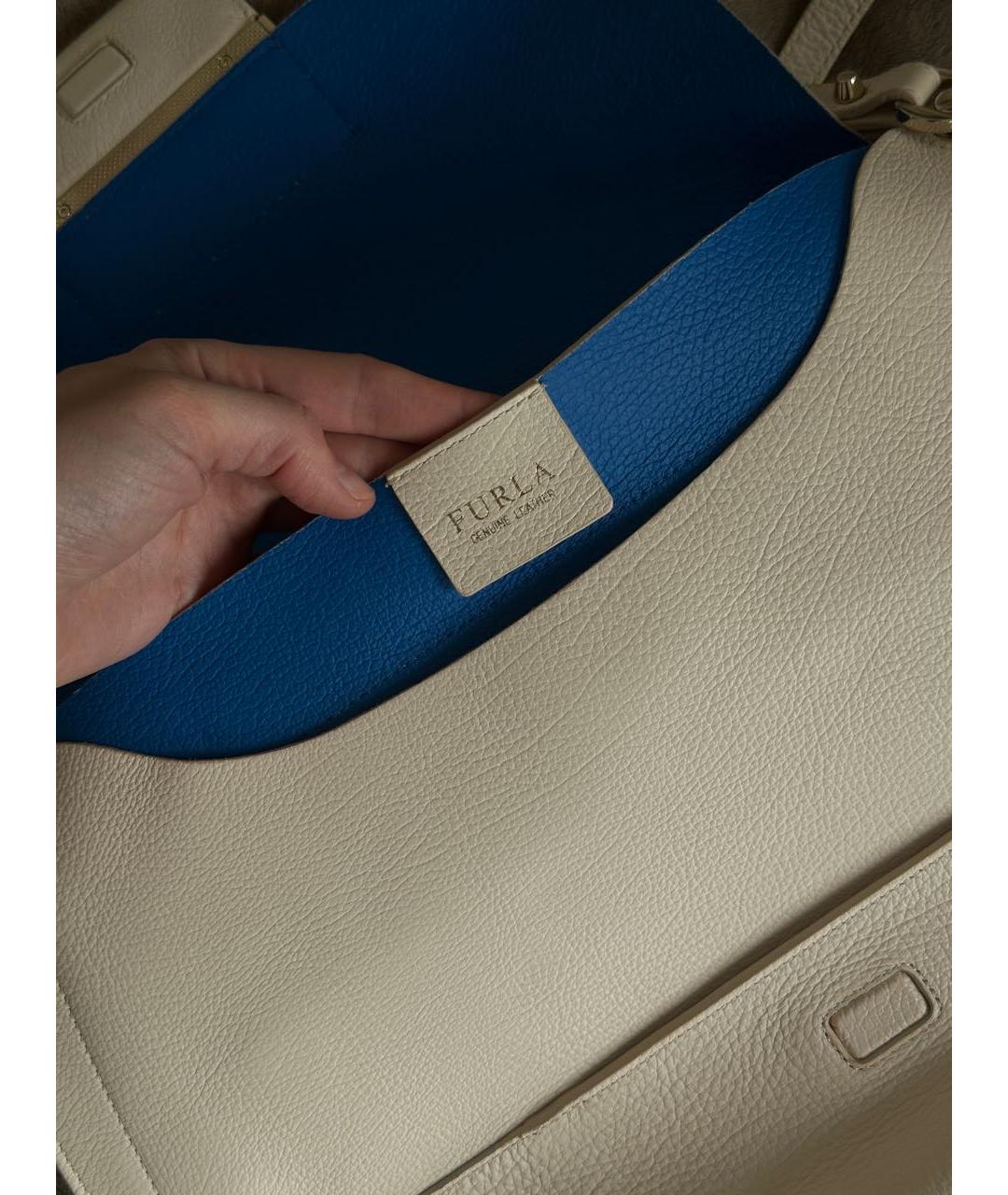 FURLA Бежевая кожаная сумка тоут, фото 4