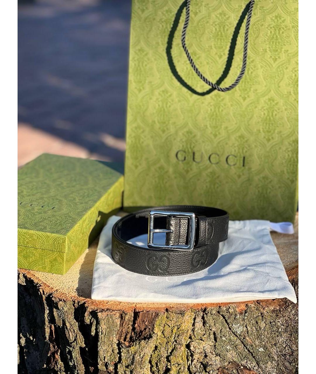 GUCCI Черный кожаный ремень, фото 4