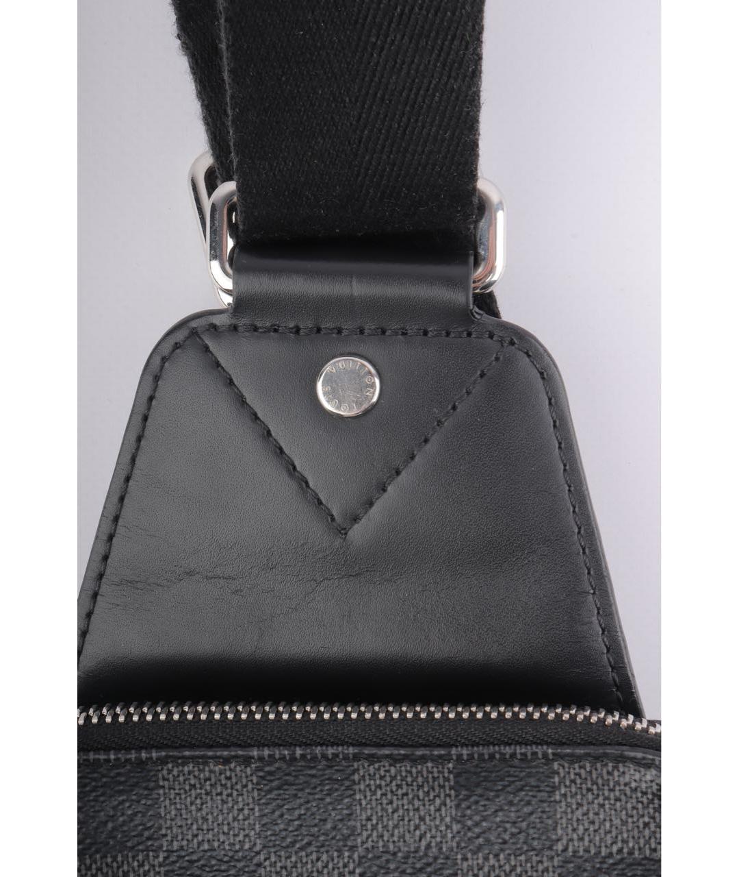 LOUIS VUITTON Черная кожаная сумка на плечо, фото 4