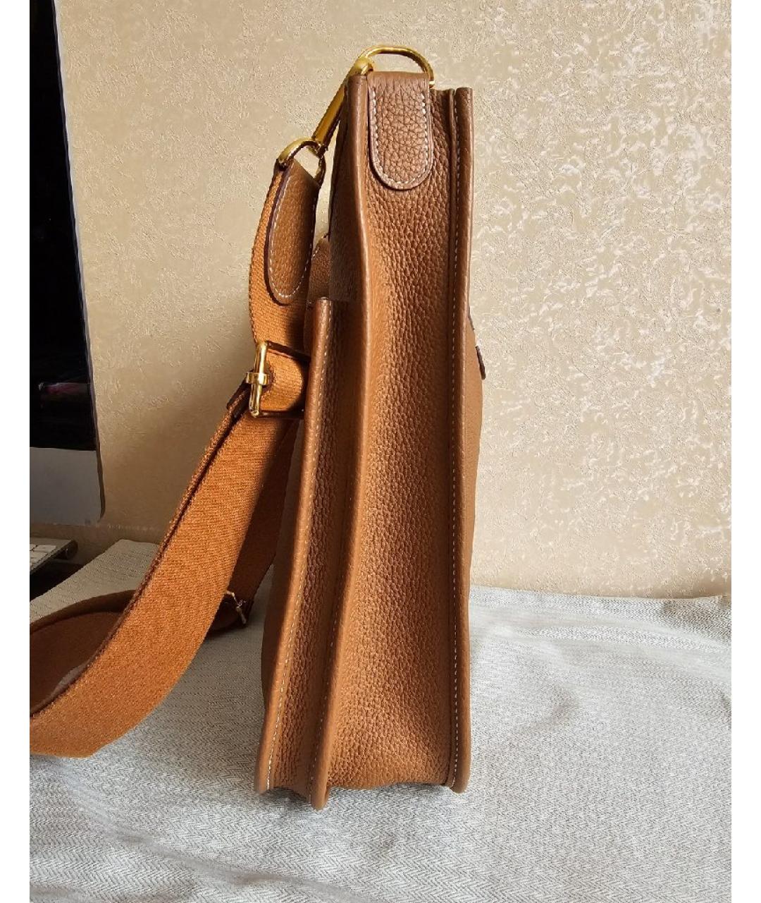 HERMES Коричневая кожаная сумка через плечо, фото 4