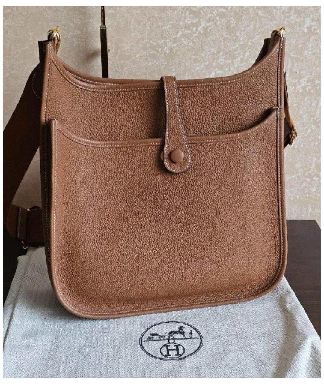 HERMES Коричневая кожаная сумка через плечо, фото 3