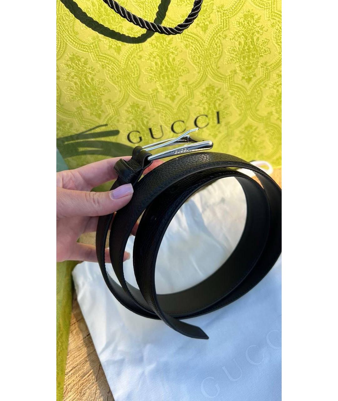 GUCCI Черный кожаный ремень, фото 6