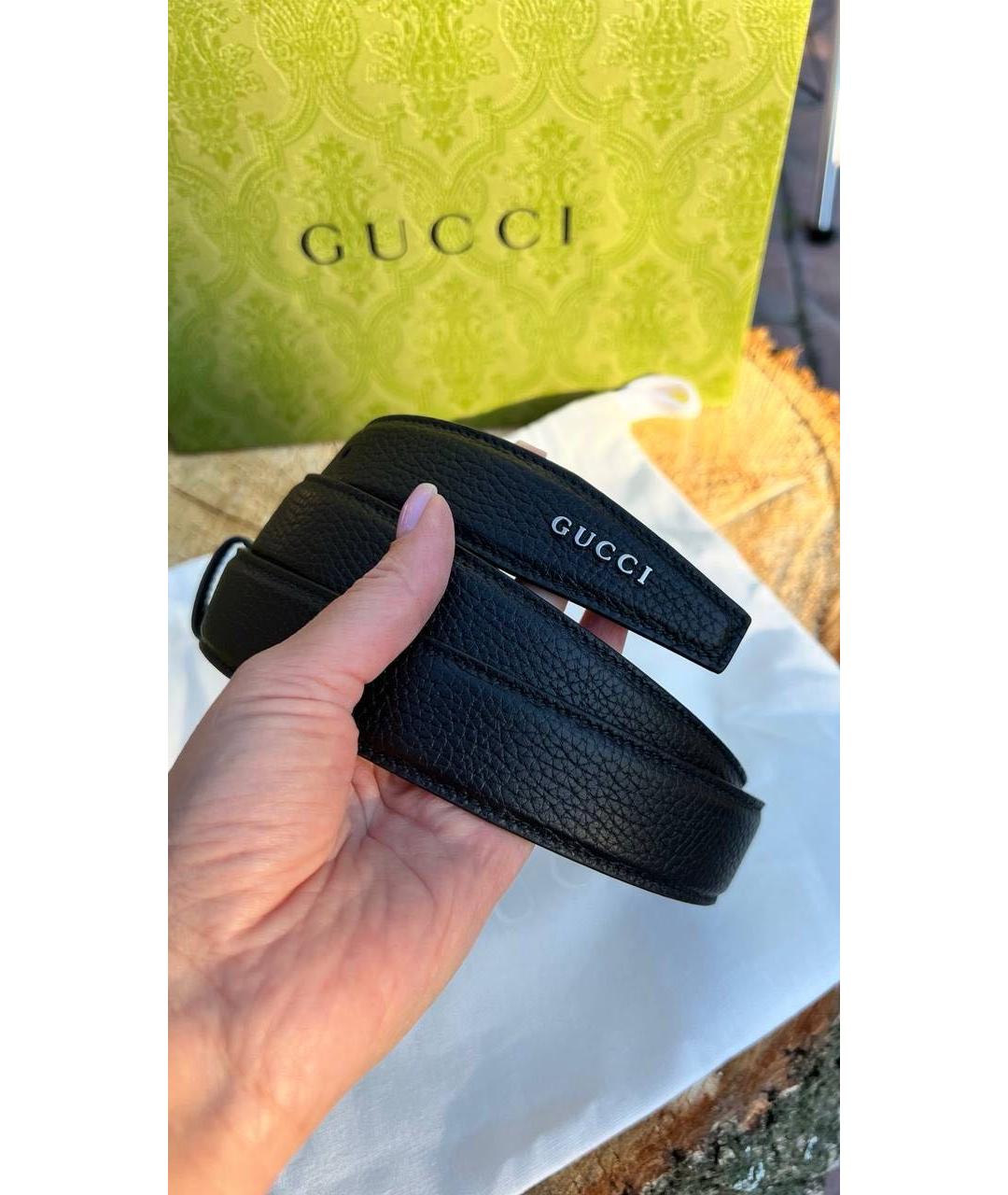 GUCCI Черный кожаный ремень, фото 3