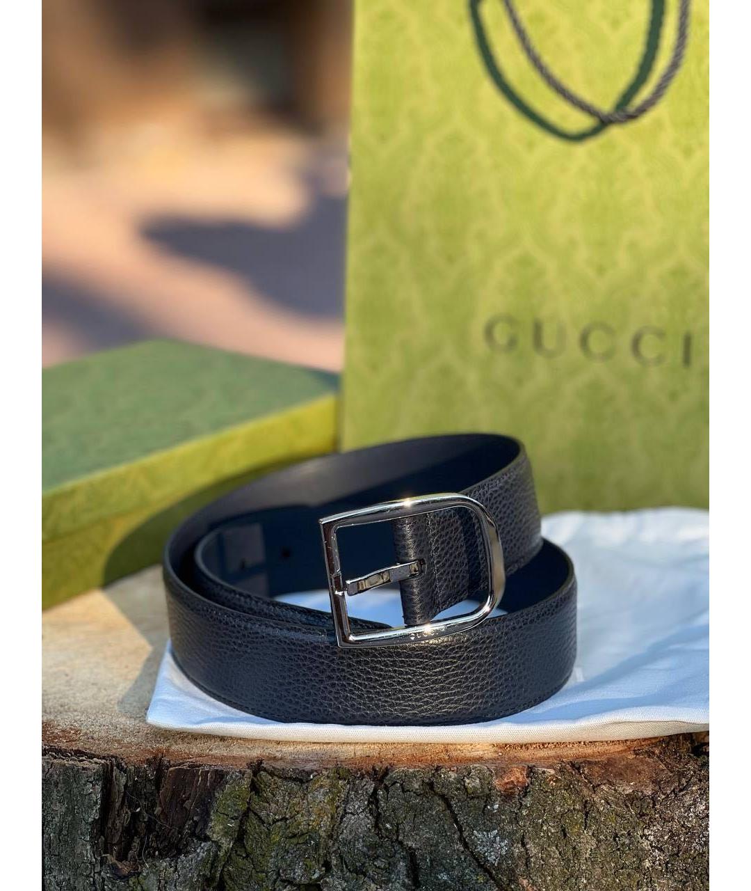 GUCCI Черный кожаный ремень, фото 5