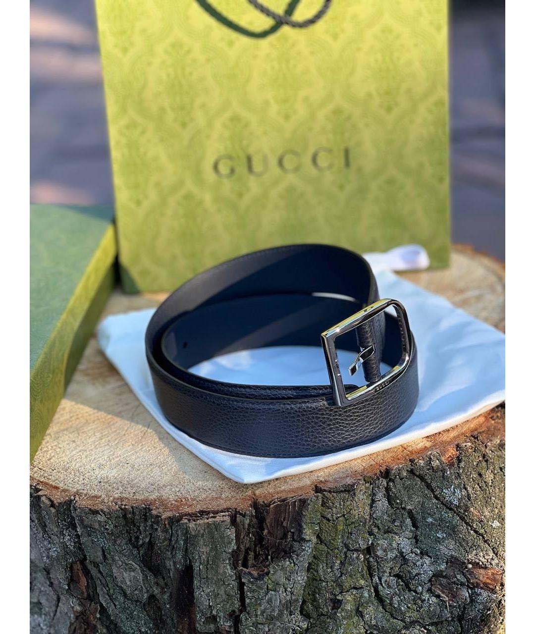 GUCCI Черный кожаный ремень, фото 2