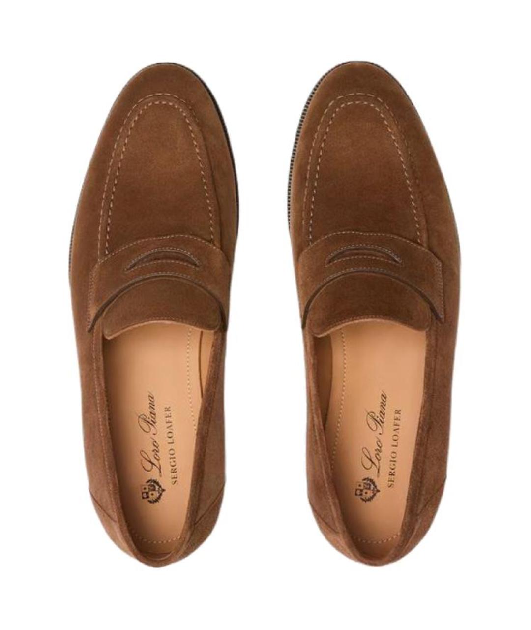 LORO PIANA Коричневые кожаные лоферы, фото 5