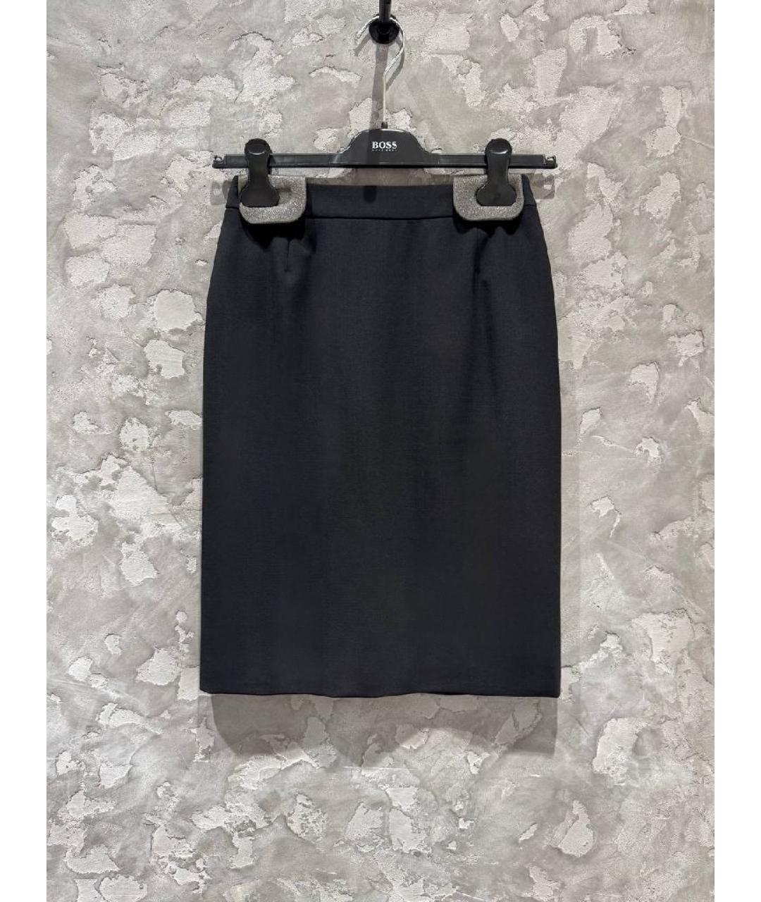 HUGO BOSS Черная шерстяная юбка миди, фото 10
