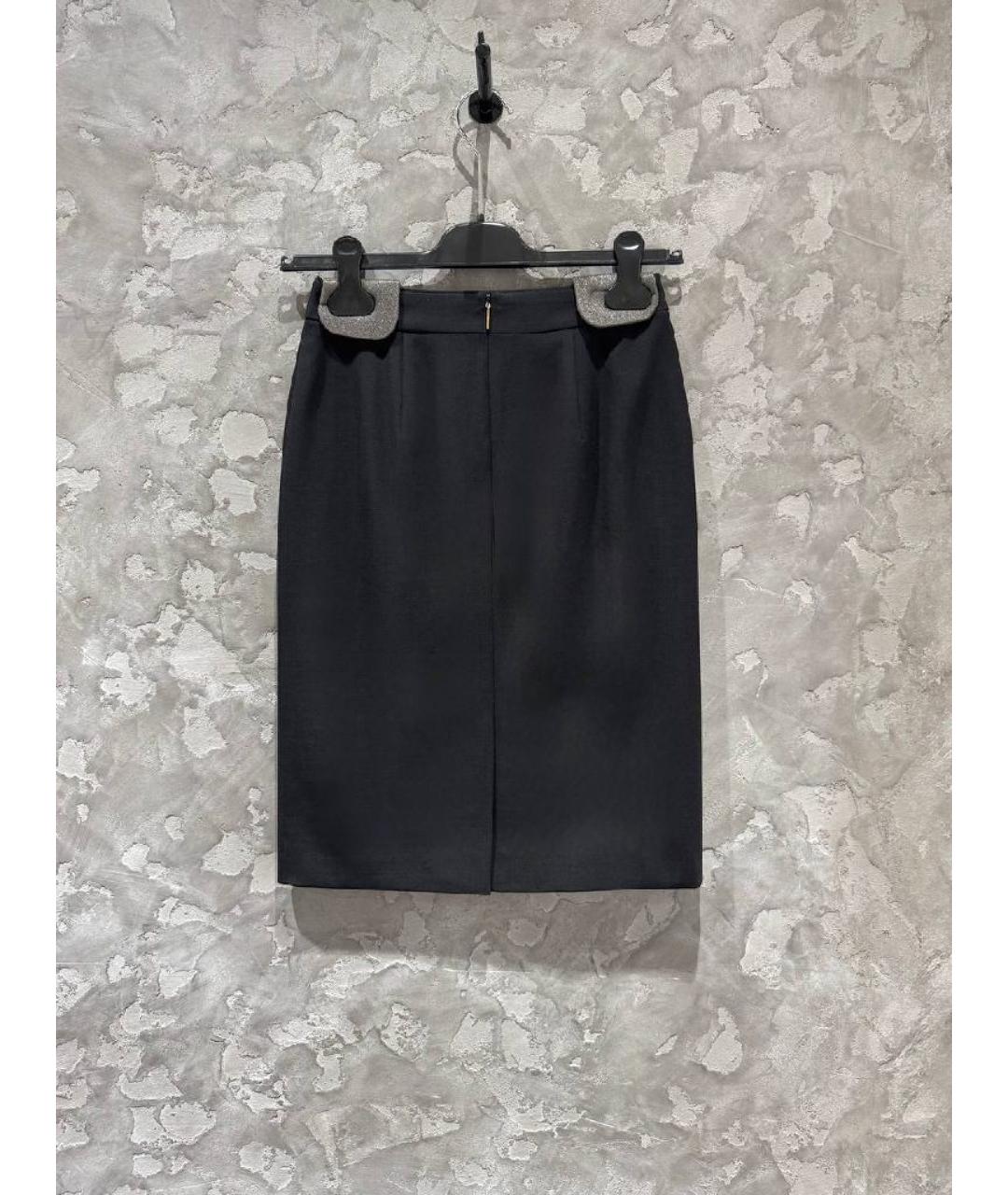 HUGO BOSS Черная шерстяная юбка миди, фото 2