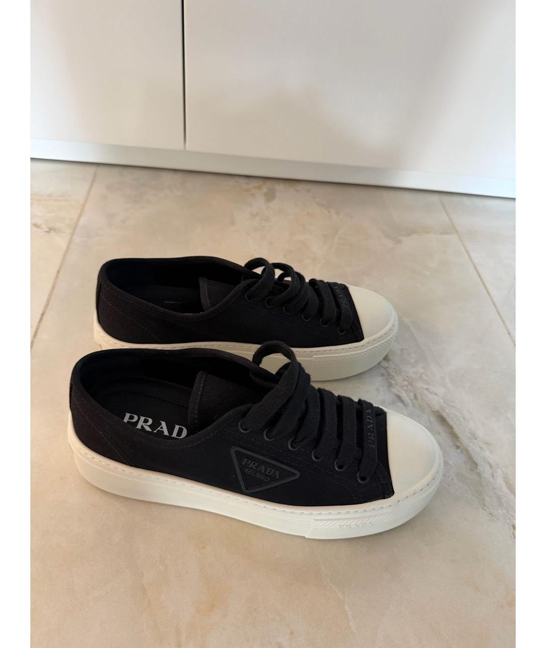 PRADA Черные текстильные кеды, фото 6