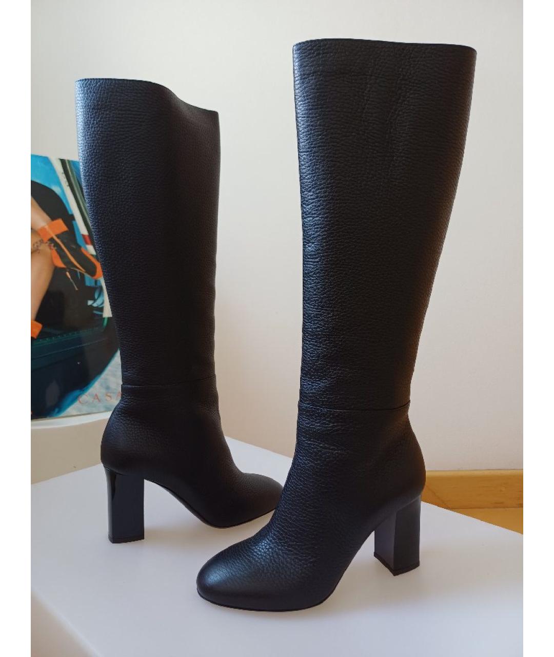 POLLINI Черные кожаные сапоги, фото 4