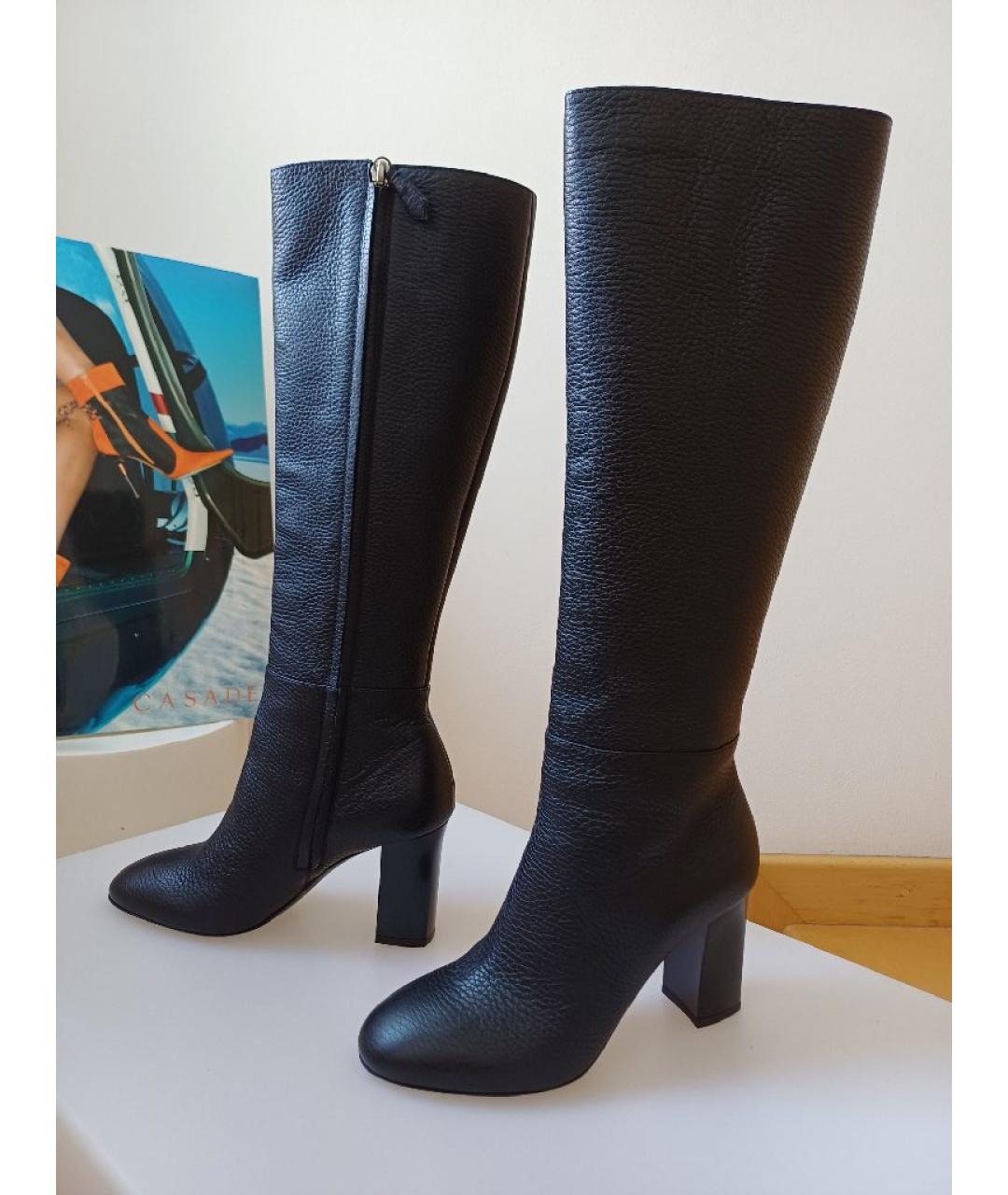 POLLINI Черные кожаные сапоги, фото 3