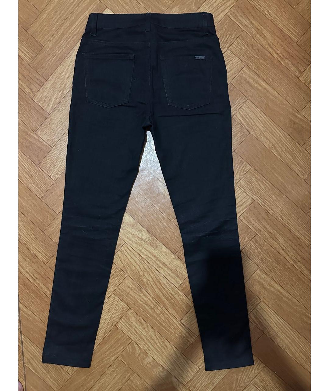 SAINT LAURENT Черные хлопко-эластановые джинсы слим, фото 2