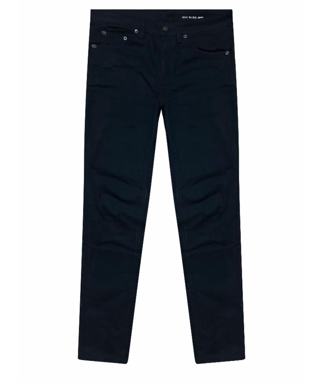 SAINT LAURENT Черные хлопко-эластановые джинсы слим, фото 1
