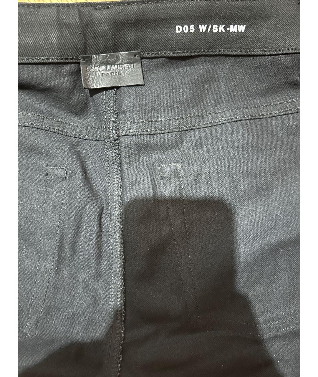 SAINT LAURENT Черные хлопко-эластановые джинсы слим, фото 3