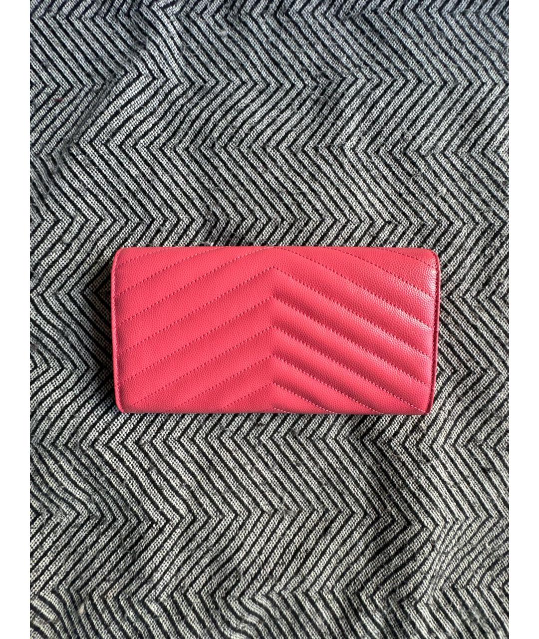 SAINT LAURENT Розовый кожаный кошелек, фото 3