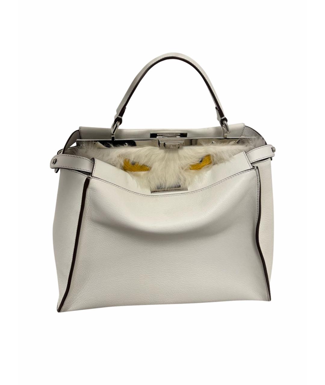 FENDI Белая кожаная сумка тоут, фото 1