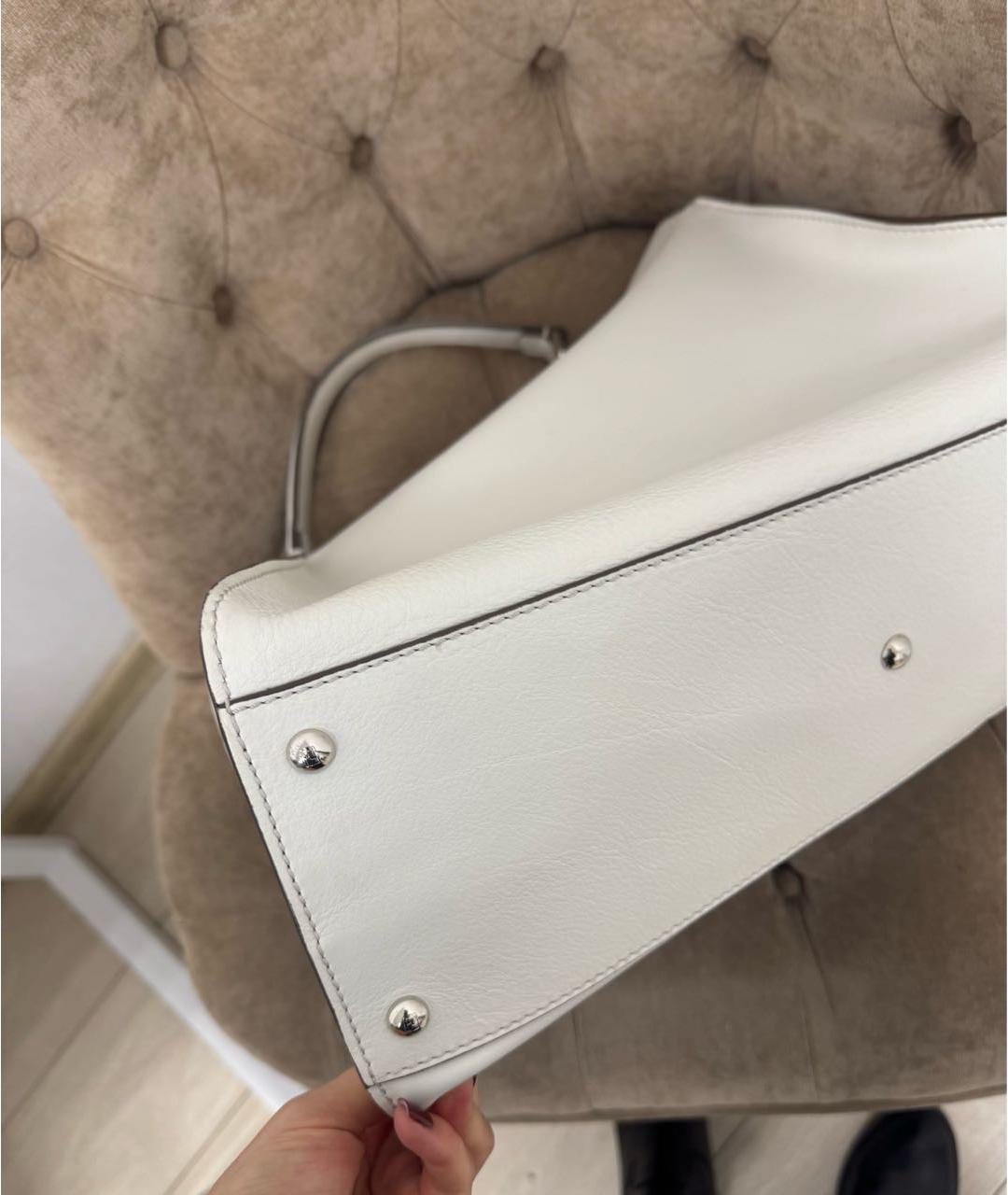FENDI Белая кожаная сумка тоут, фото 5