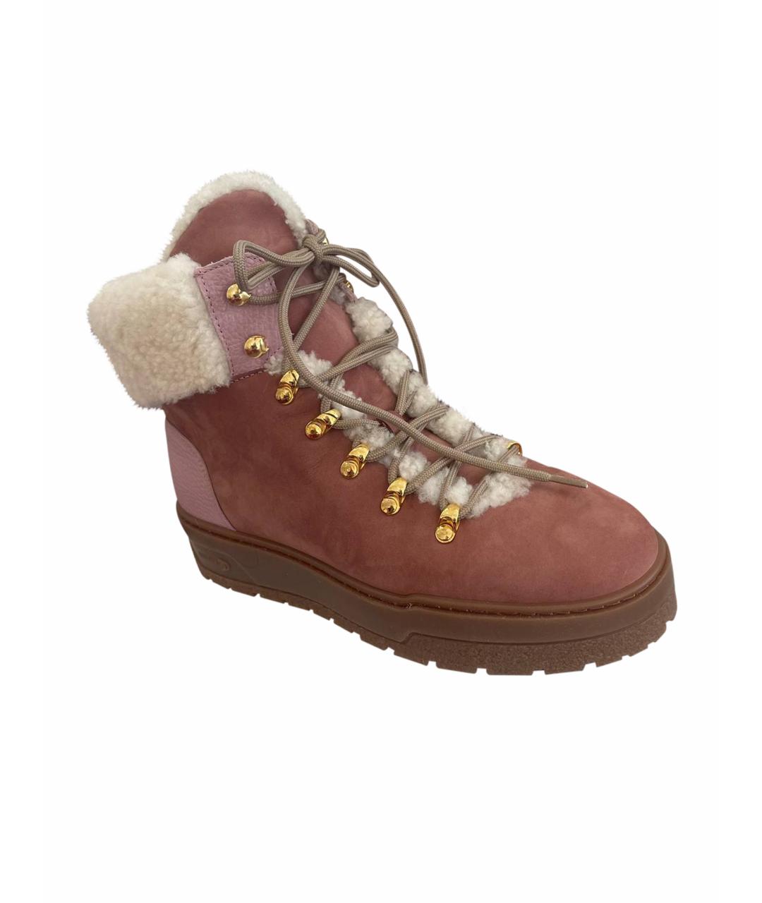 POLLINI Розовые нубуковые ботинки, фото 1