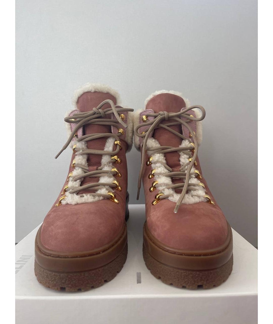 POLLINI Розовые нубуковые ботинки, фото 2