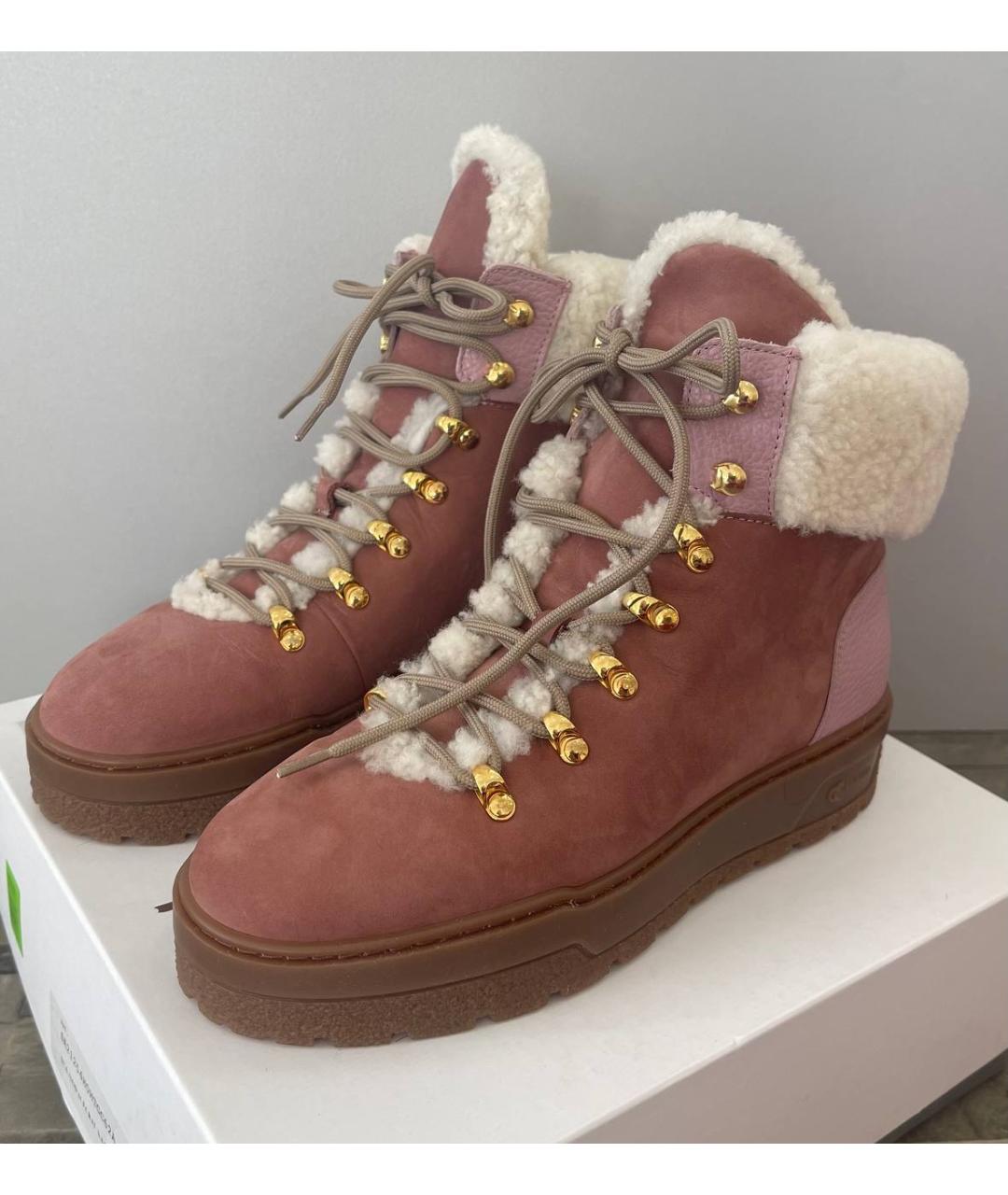 POLLINI Розовые нубуковые ботинки, фото 7