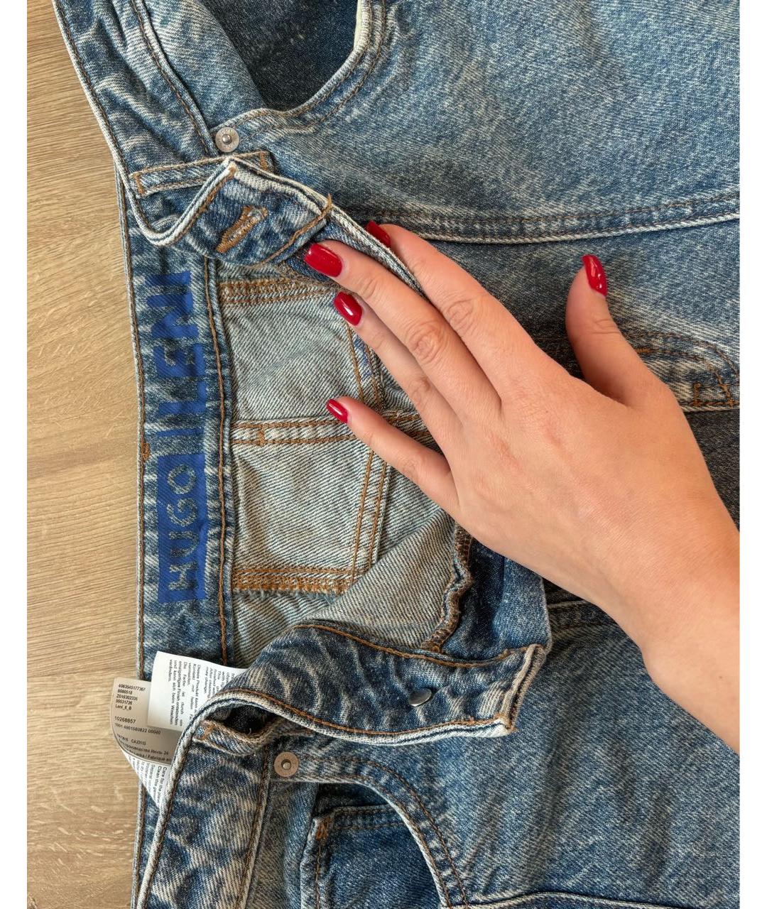 HUGO Синие хлопковые прямые джинсы, фото 3