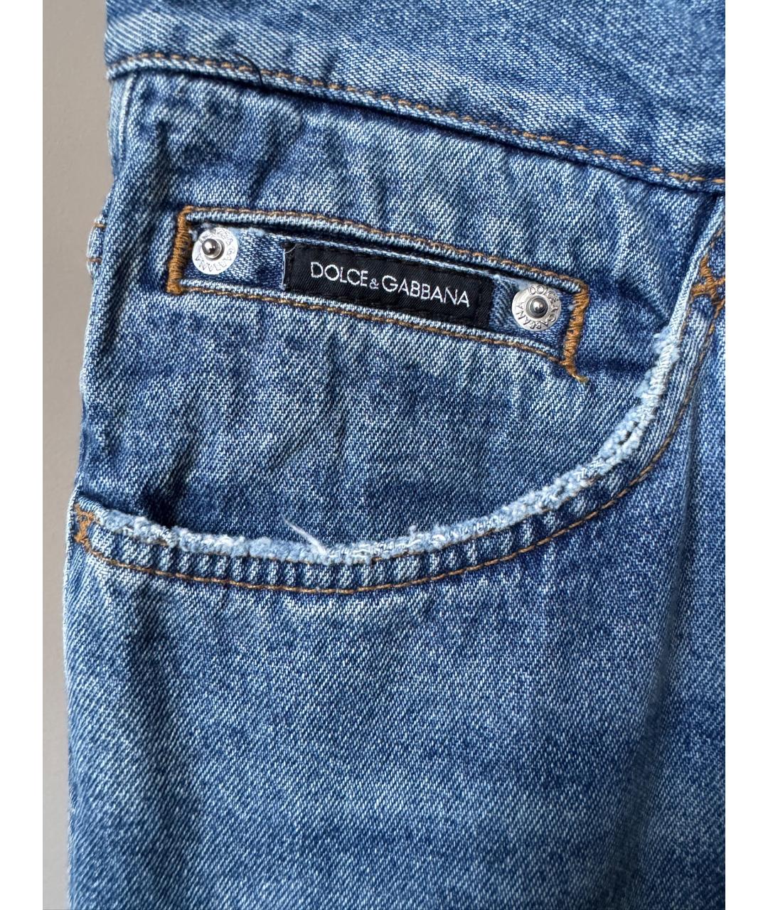 DOLCE&GABBANA Синие хлопковые прямые джинсы, фото 3