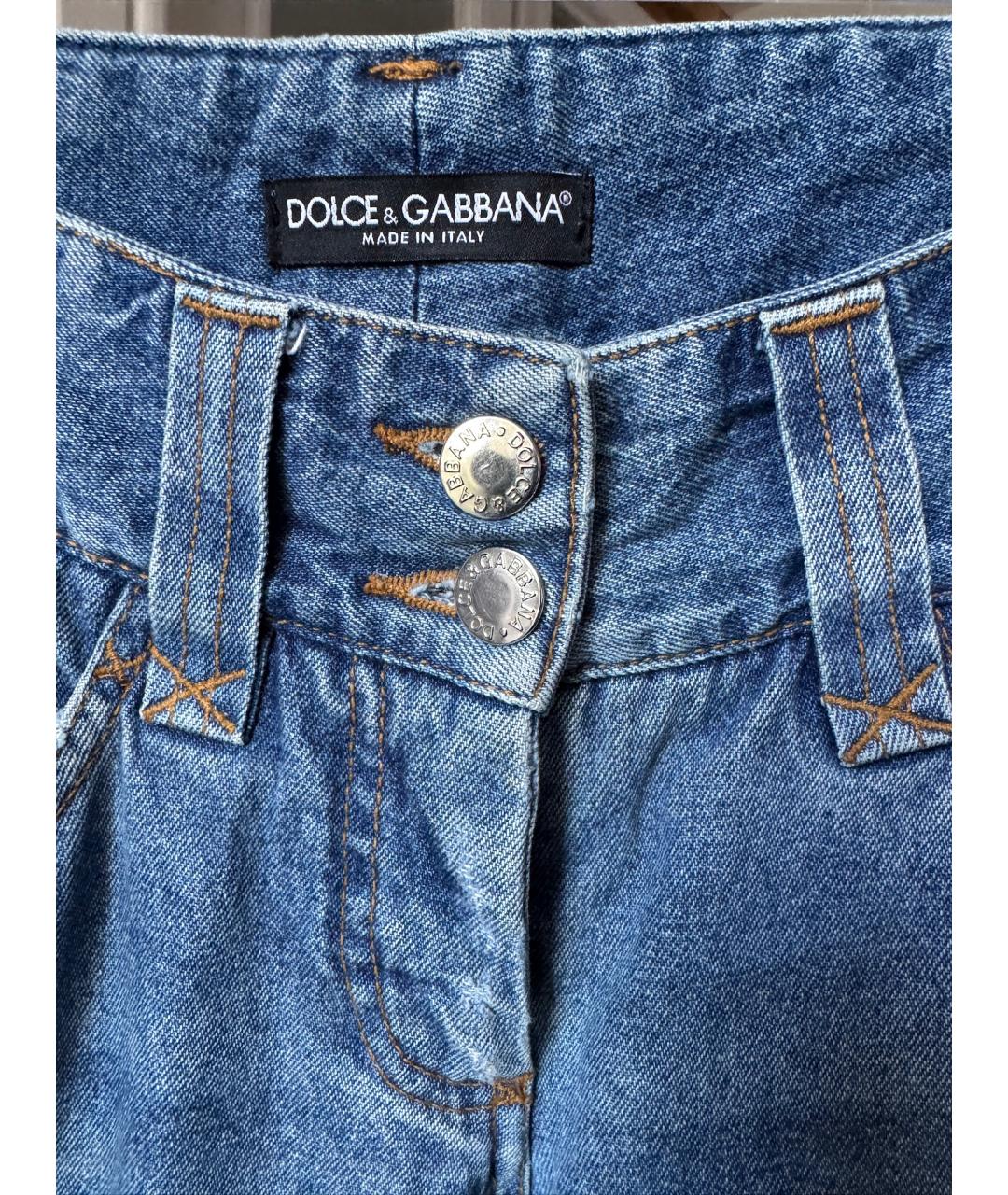 DOLCE&GABBANA Синие хлопковые прямые джинсы, фото 4