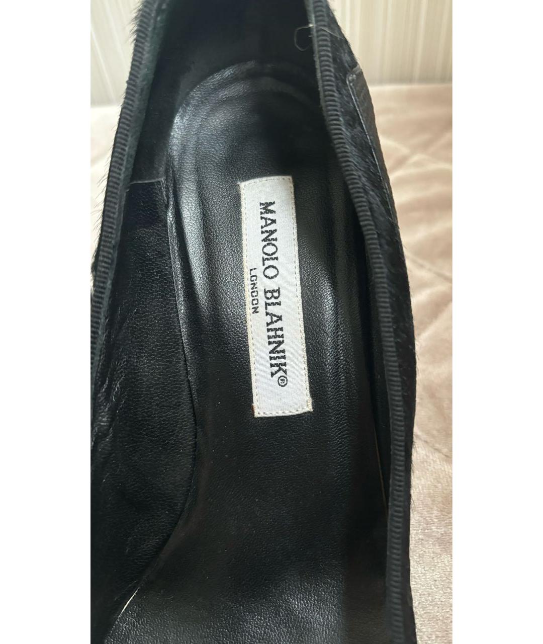 MANOLO BLAHNIK Черные кожаные туфли, фото 7